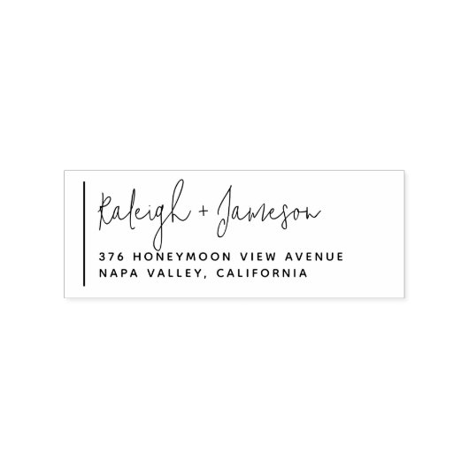 Simple Script Chic Typography Couple Names Wedding ラバースタンプ (インプリント)