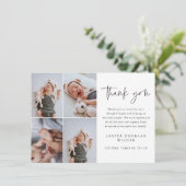 Simple Script Collage Baby Photo サンキューカード (スタンド正面)