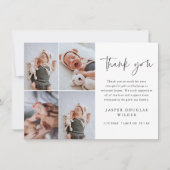 Simple Script Collage Baby Photo サンキューカード (正面)