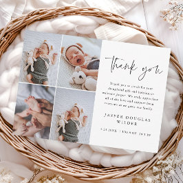 Simple Script Collage Baby Photo サンキューカード
