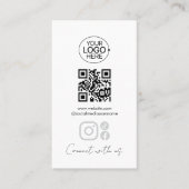 Simple Script Connect With Us Add Logo QR Code  名刺 (正面)