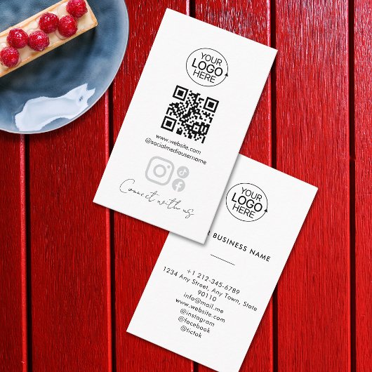 Simple Script Connect With Us Add Logo QR Code  名刺