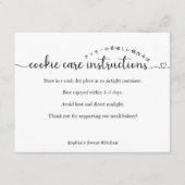Simple Script Cookie Care Instructions Bakery サンキューカード (正面)
