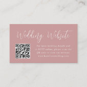 Simple Script Dusty Rose Wedding Website QR Code エンクロージャーカード (正面)