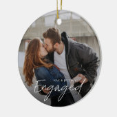 Simple Script Engaged 2 写真 ウェディング・プロポーズ セラミックオーナメント (左)