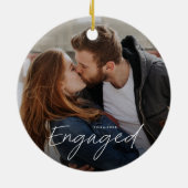 Simple Script Engaged 2 写真 ウェディング・プロポーズ セラミックオーナメント (裏面)