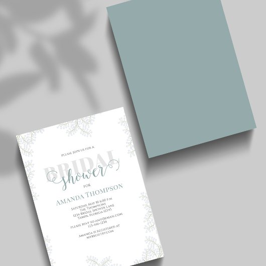 Simple Script Floral Bridal Shower Custom 招待状