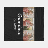 Simple Script Grandma Est. 3 Photo Year フリースブランケット (正面(横))
