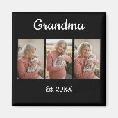 Simple Script Grandma Est. 3 Photo Year マグネット (正面)