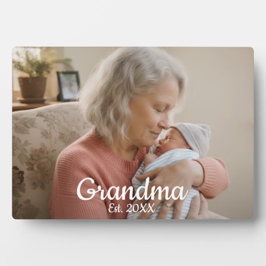 Simple Script Grandma Est.Photo Year フォトプラーク (正面)