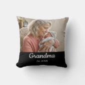 Simple Script Grandma Est.Photo Year Black クッション (正面)