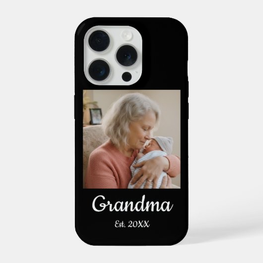 Simple Script Grandma Est.Photo Year Phone Case iPhoneケース (裏面)