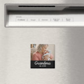 Simple Script Grandma Photo Year Est. Magnet マグネット (インサイチュ (食洗機))