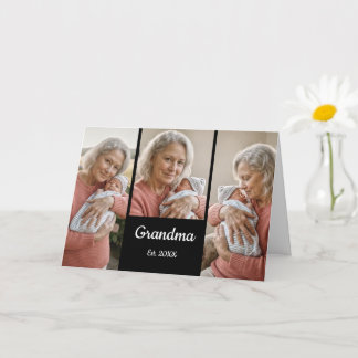  Simple Script Grandma Year Est. 3 Photo カード