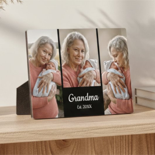  Simple Script Grandma Year Est. 3 Photo フォトプラーク