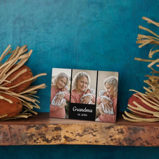  Simple Script Grandma Year Est. 3 Photo フォトプラーク (側面)