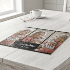  Simple Script Grandma Year Est. 3 Photo Acrylic ジグソーパズル