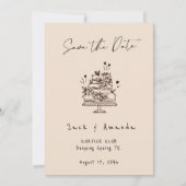 Simple Script hand drawing Wedding save the date セーブザデート (正面)