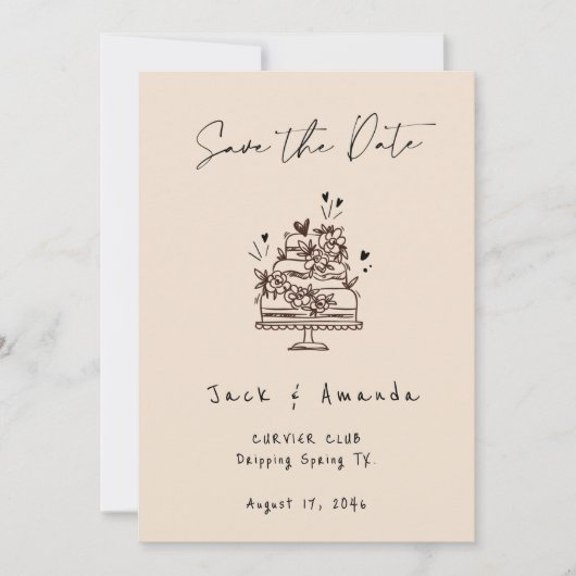Simple Script hand drawing Wedding save the date セーブザデート (正面)