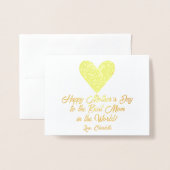 Simple Script Happy Mother's Day Big Love Heart 箔カード (封筒付き正面)