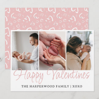 Simple Script Happy Valentines Multi Photo Newborn シーズンカード