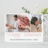 Simple Script Happy Valentines Multi Photo Newborn シーズンカード (スタンド正面)