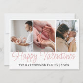 Simple Script Happy Valentines Multi Photo Newborn シーズンカード (正面)