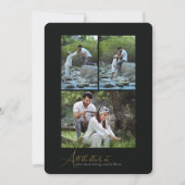 Simple Script Minimalist Photo Collage Wedding  招待状 (裏面)