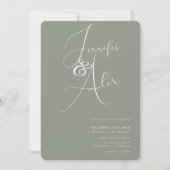 Simple Script Minimalist Photo Collage Wedding  招待状 (正面)