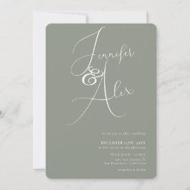 Simple Script Minimalist Photo Collage Wedding  招待状