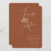 Simple Script Minimalist Photo Collage Wedding  招待状 (正面/裏面)