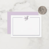 Simple Script Minimalist Purple Name Monogram ノートカード (正面/裏面インサイチュ)