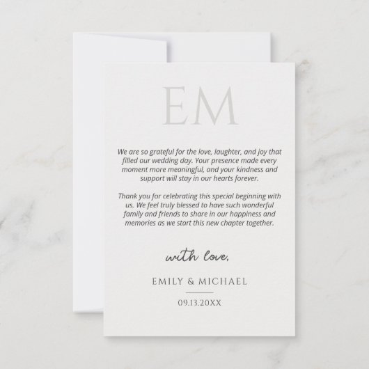 Simple Script Modern Photo Wedding Thank You サンキューカード (裏面)