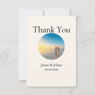 Simple Script Modern Wedding Photo Thank You Card サンキューカード