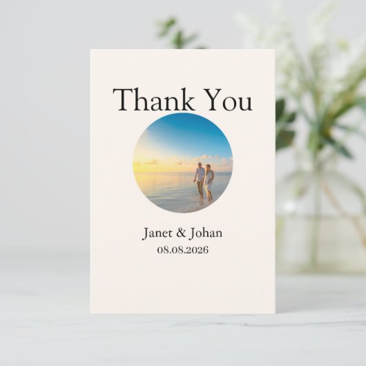 Simple Script Modern Wedding Photo Thank You Card サンキューカード (スタンド正面)