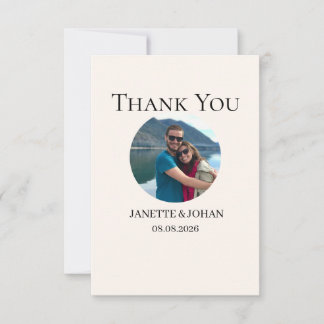 Simple Script Modern Wedding Photo Thank You Card サンキューカード