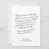 Simple Script Modern Wedding Photo Thank You Card サンキューカード (裏面)