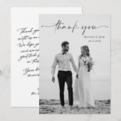 Simple Script Modern Wedding Photo Thank You Card サンキューカード (正面/裏面)