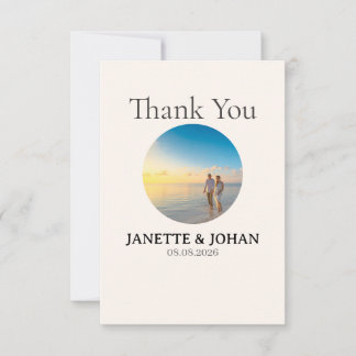 Simple Script Modern Wedding Photo Thank You Card サンキューカード