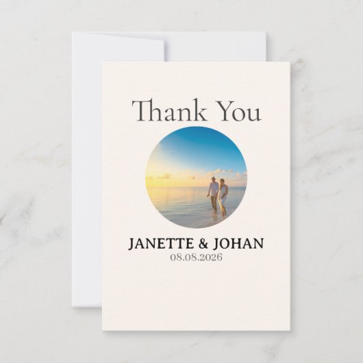 Simple Script Modern Wedding Photo Thank You Card サンキューカード (正面)
