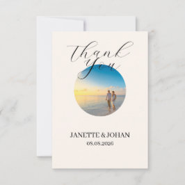 Simple Script Modern Wedding Photo Thank You Card サンキューカード
