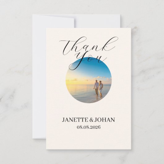 Simple Script Modern Wedding Photo Thank You Card サンキューカード (正面)