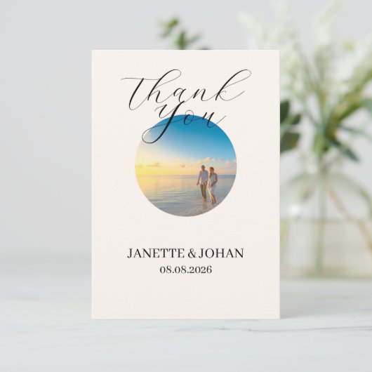 Simple Script Modern Wedding Photo Thank You Card サンキューカード (スタンド正面)