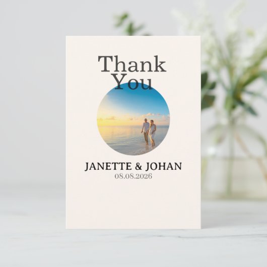 Simple Script Modern Wedding Photo Thank You Card サンキューカード (スタンド正面)