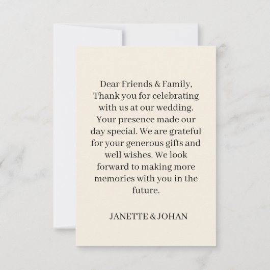 Simple Script Modern Wedding Photo Thank You Card サンキューカード (裏面)