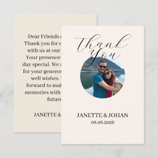 Simple Script Modern Wedding Photo Thank You Card サンキューカード (正面/裏面)