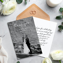 Simple Script Modern Wedding Photo Thank You Card サンキューカード