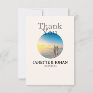 Simple Script Modern Wedding Photo Thank You Card サンキューカード