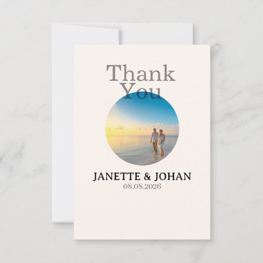 Simple Script Modern Wedding Photo Thank You Card サンキューカード (正面)