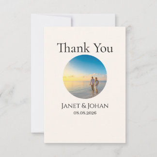 Simple Script Modern Wedding Photo Thank You Card サンキューカード